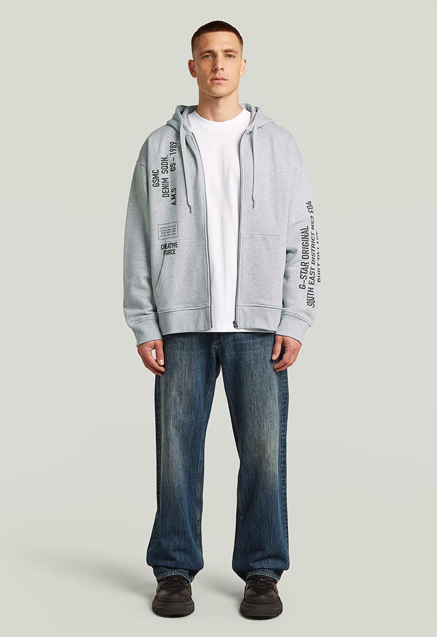 G-STAR - Stencil Gr Relaxed Hdd Zip Sw - Light Grey Htr