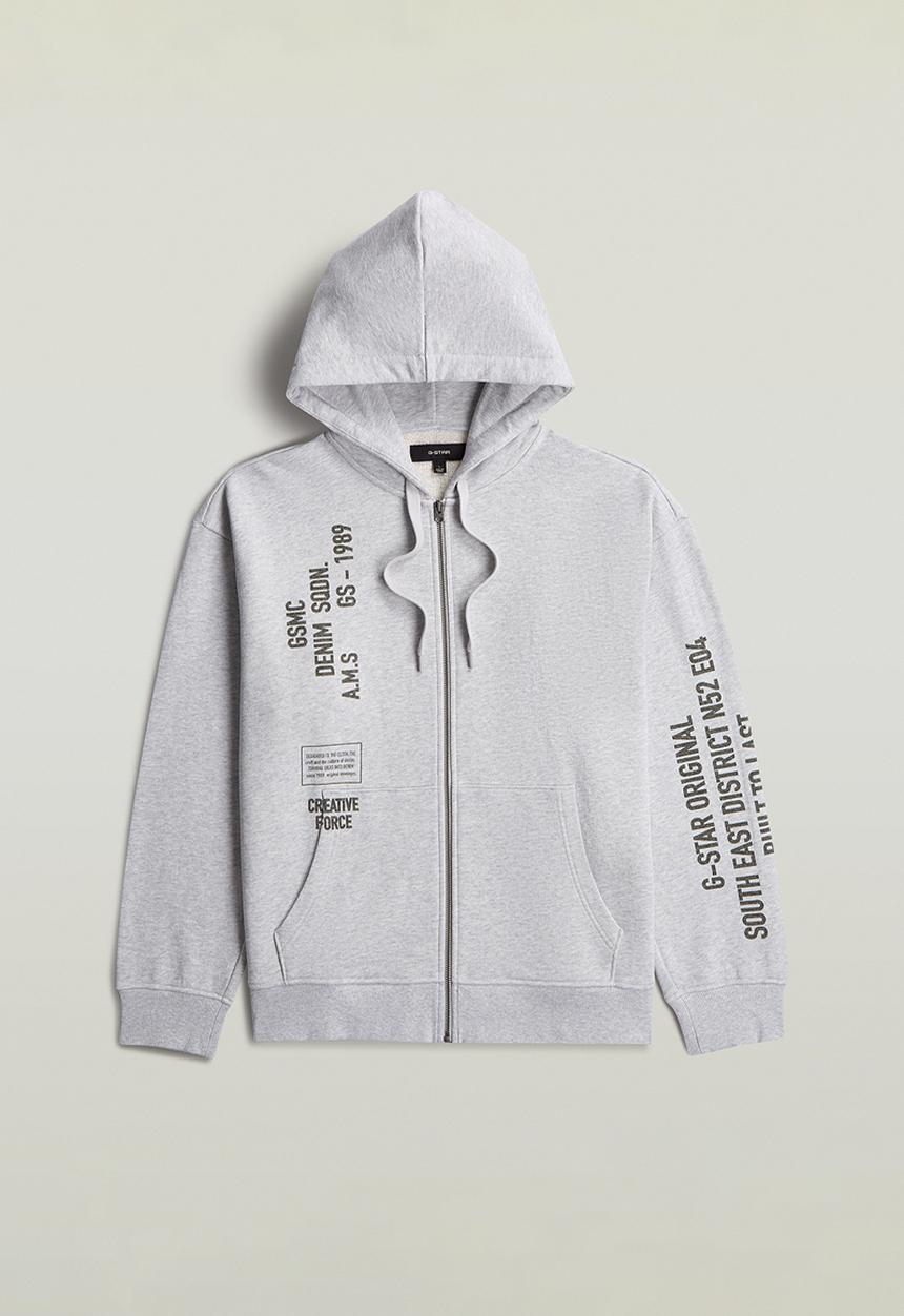 G-STAR - Stencil Gr Relaxed Hdd Zip Sw - Light Grey Htr