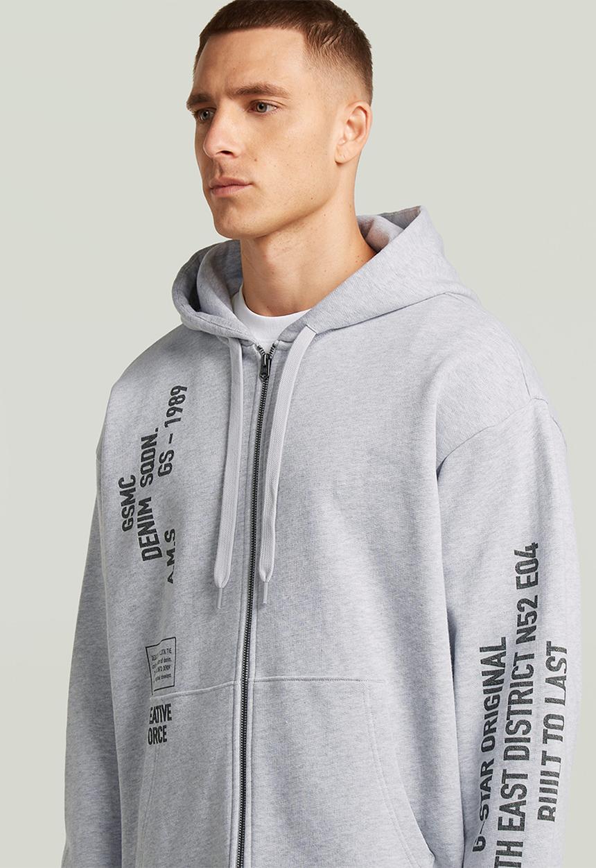 G-STAR - Stencil Gr Relaxed Hdd Zip Sw - Light Grey Htr