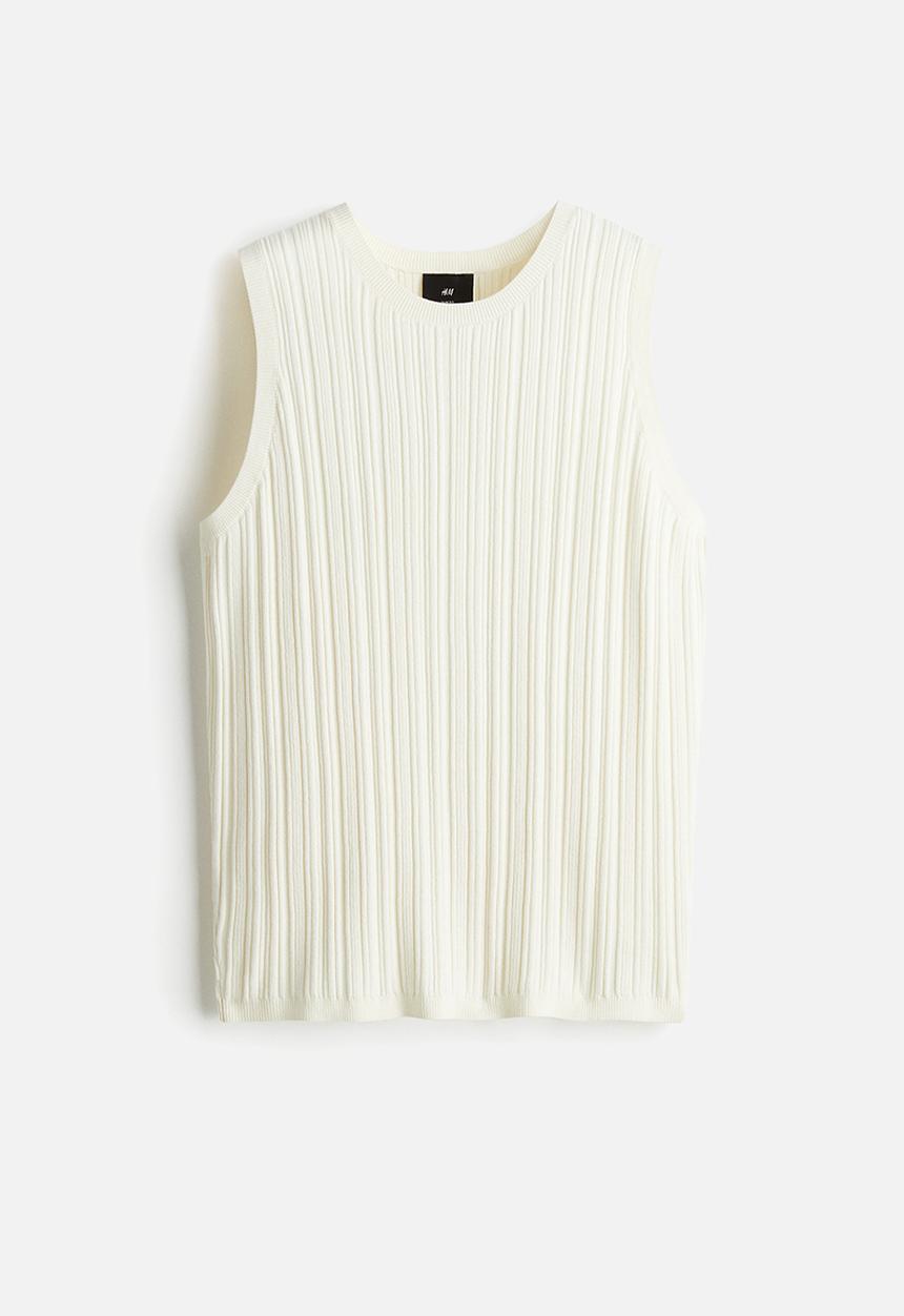H&M - Slim fit ribbed vest top - white