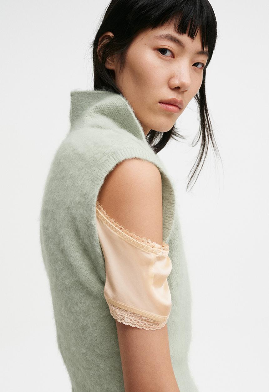 H&M - H&M Studio: Alpaca-blend sweater vest -  light dusty green 