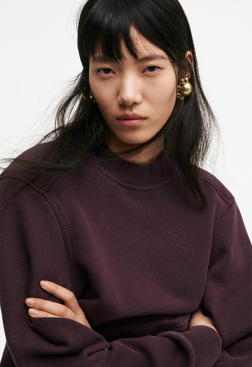 H&M - H&M Studio: Cotton sweatshirt - dark plum purple 