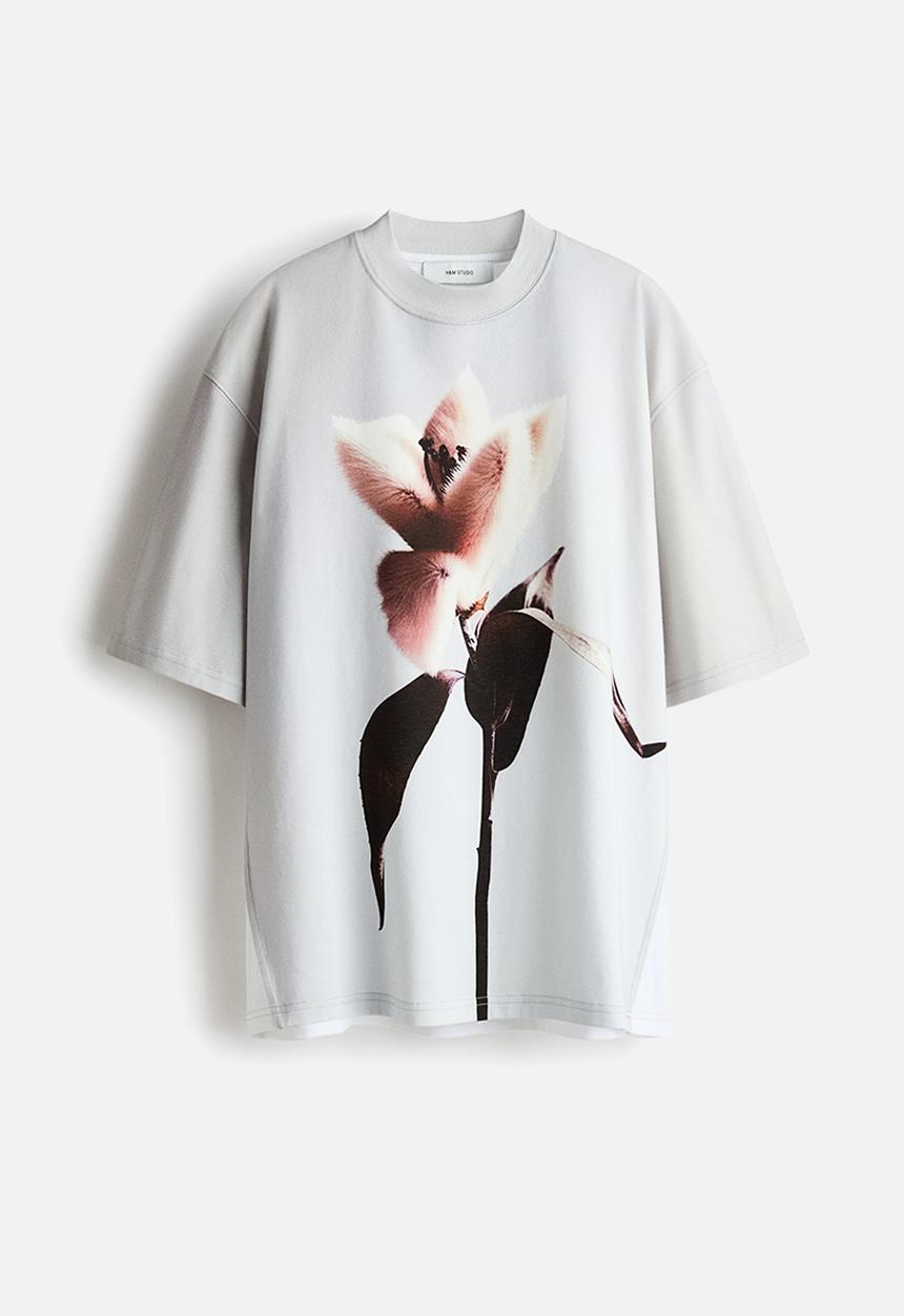 H&M - H&M Studio: Printed t-shirt - light grey 
