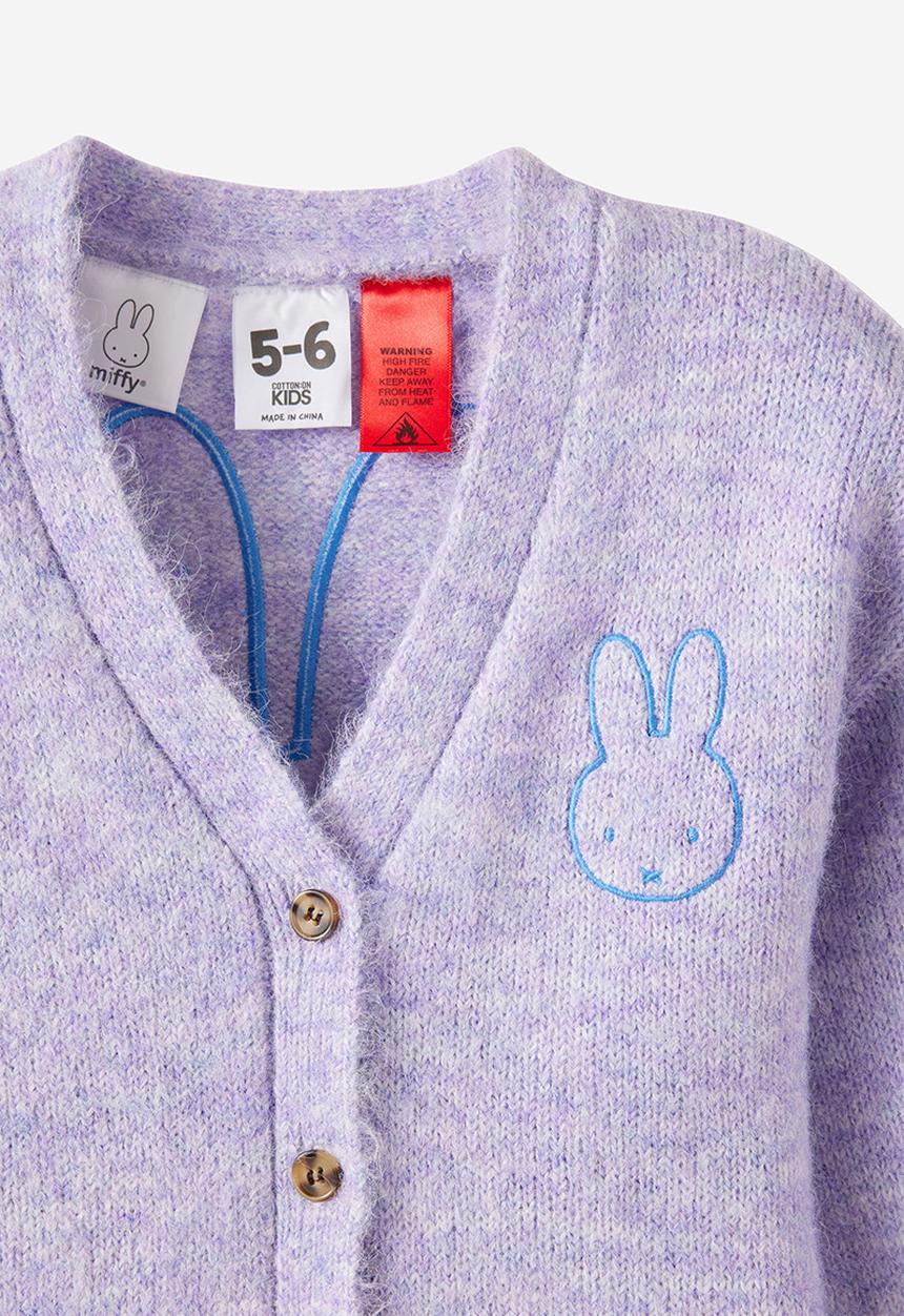 Sleep Knit Cardigan License - Lcn Mif Vintage Lilac/ Miffy Head
