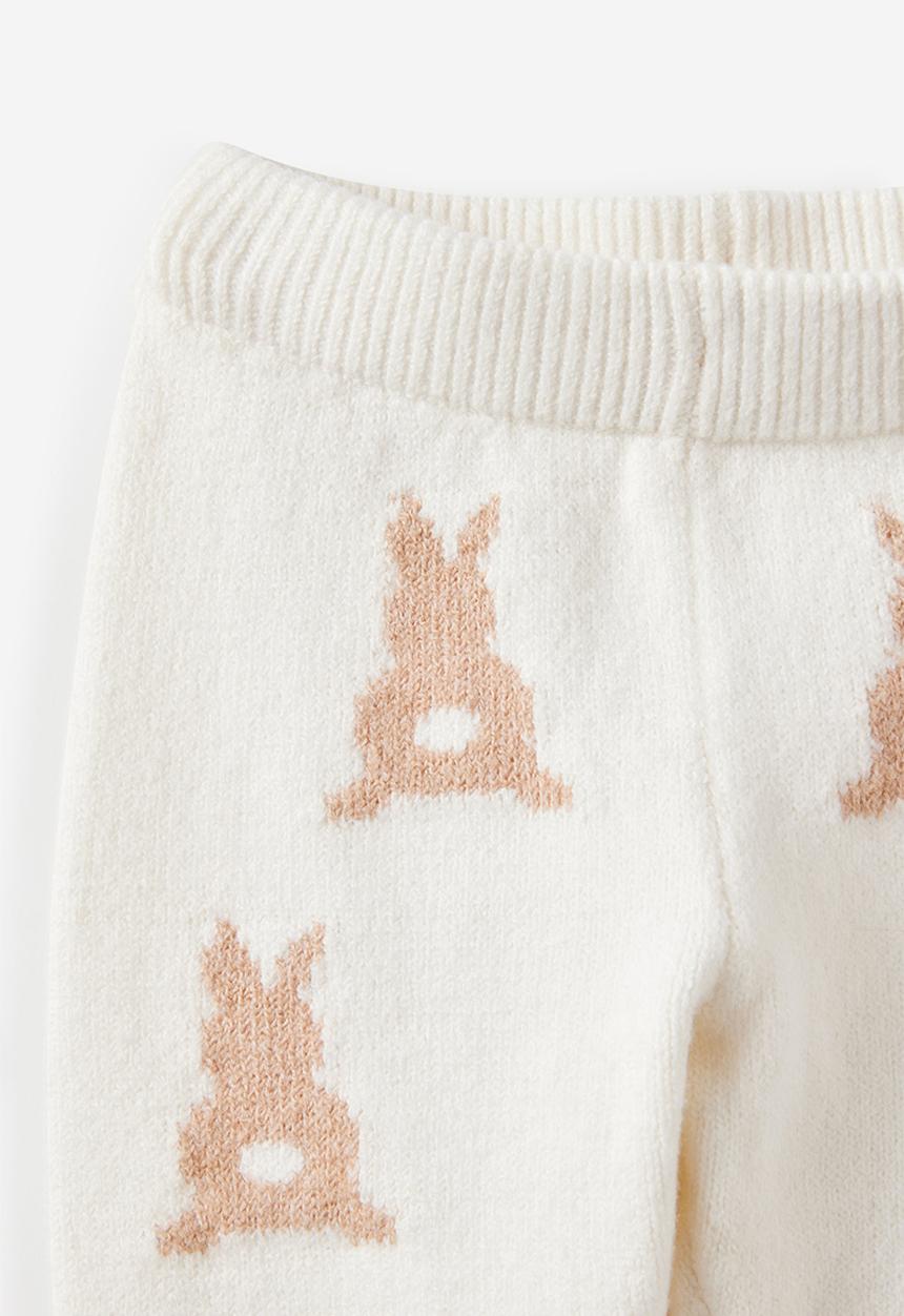 Cotton On - Bundle Organic Raglan Knit Sweater & Legging Set - Milk/Bunny Jacquard