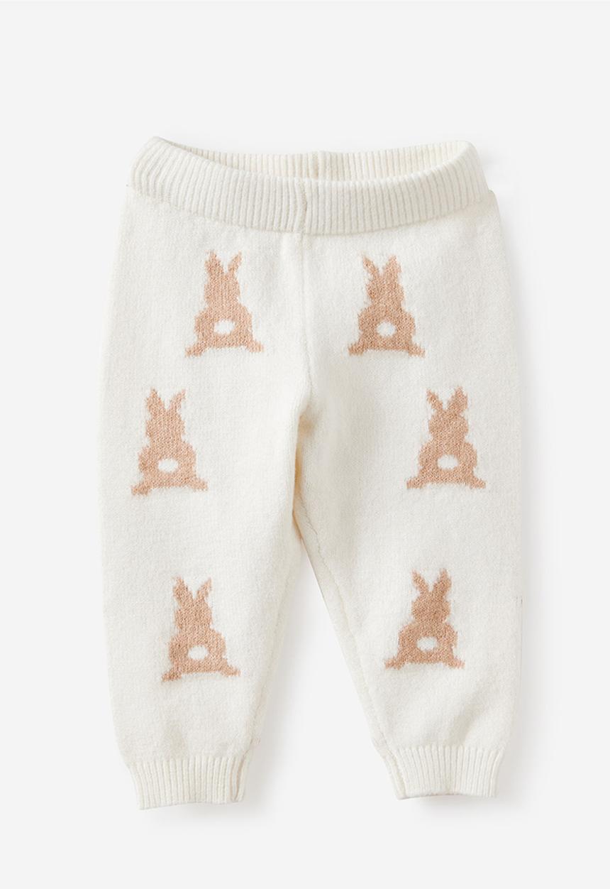 Cotton On - Bundle Organic Raglan Knit Sweater & Legging Set - Milk/Bunny Jacquard