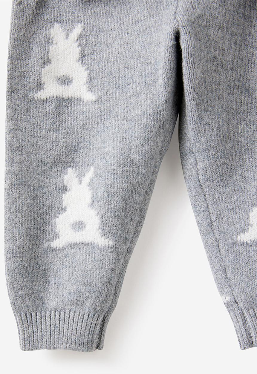 Cotton On - Bundle Organic Raglan Knit Sweater & Legging Set - Mid Grey Marle/Bunny Jacquard