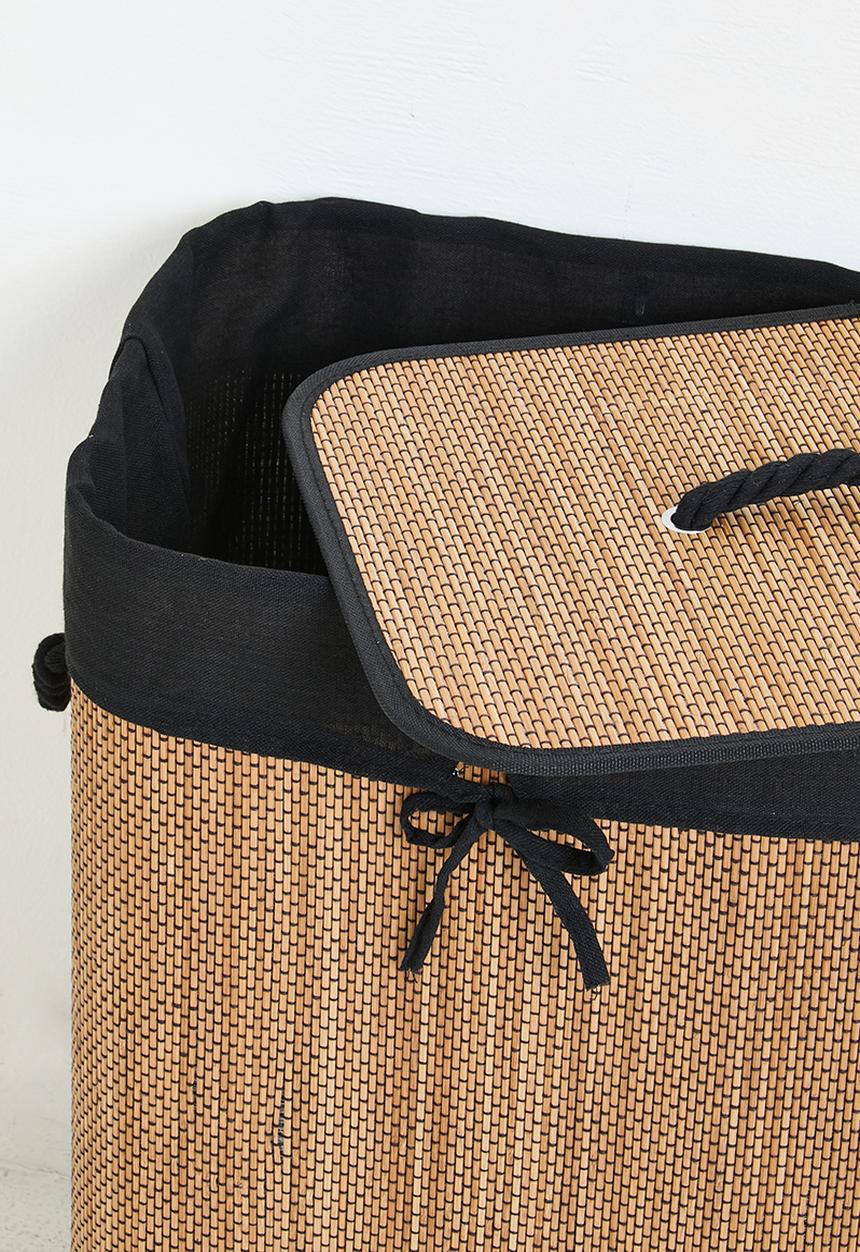 Bathroom Solutions - Bamboo laundry basket - black & neutral 