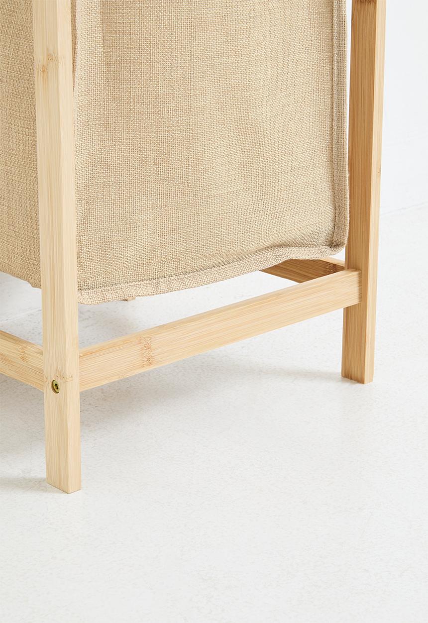Bathroom Solutions - Laundry Basket with Bamboo Frame & Shelf