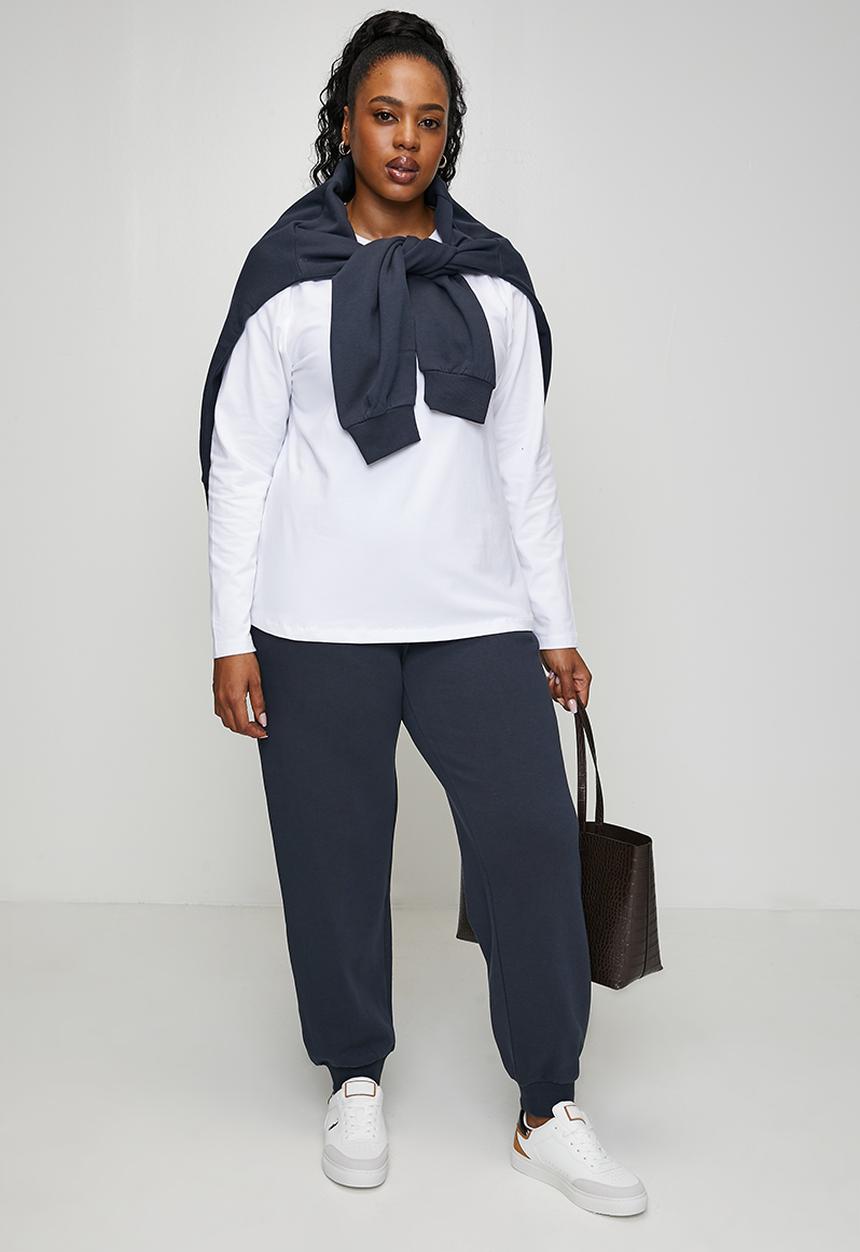 POLO - Plus wmn alice ls t-shirt - white