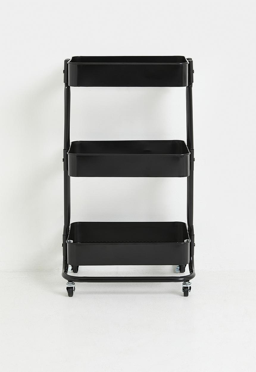 Storage Solutions - 3-Tier Metal Utility Trolley - Black