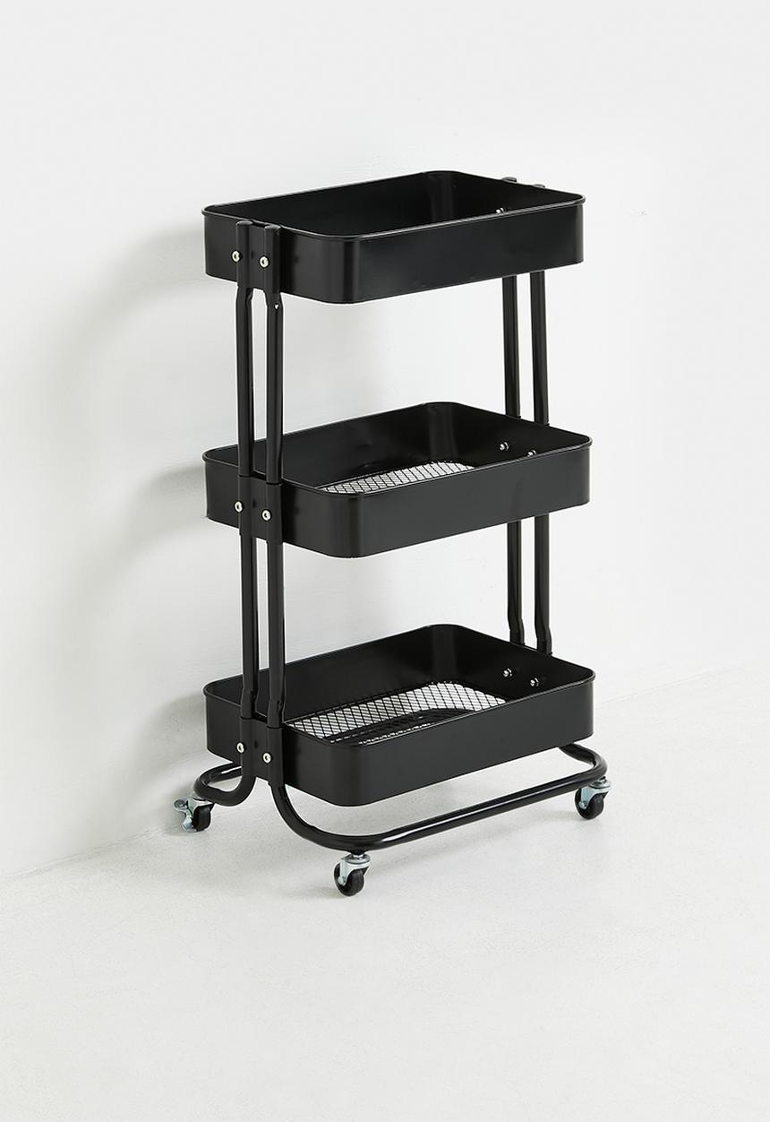 Storage Solutions - 3-Tier Metal Utility Trolley - Black