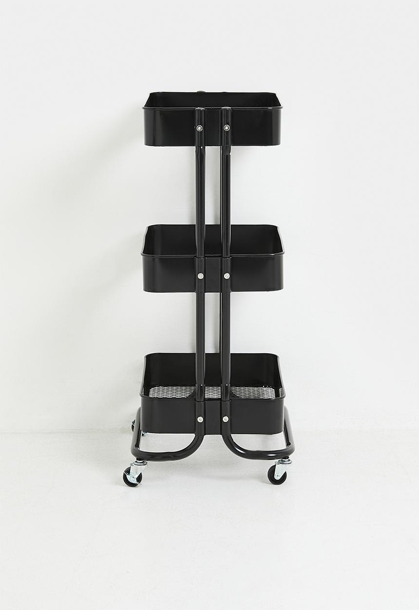 Storage Solutions - 3-Tier Metal Utility Trolley - Black