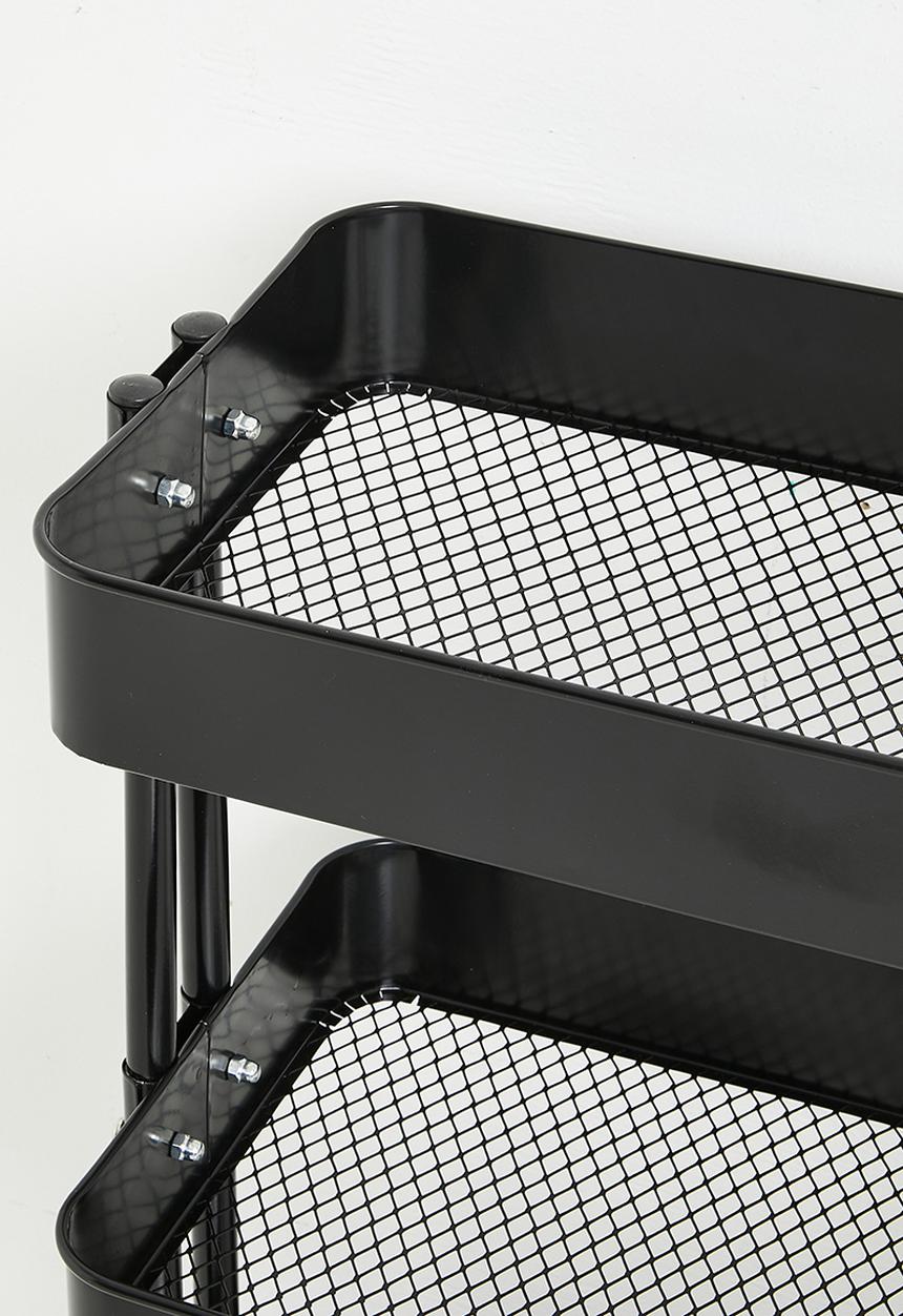 Storage Solutions - 3-Tier Metal Utility Trolley - Black