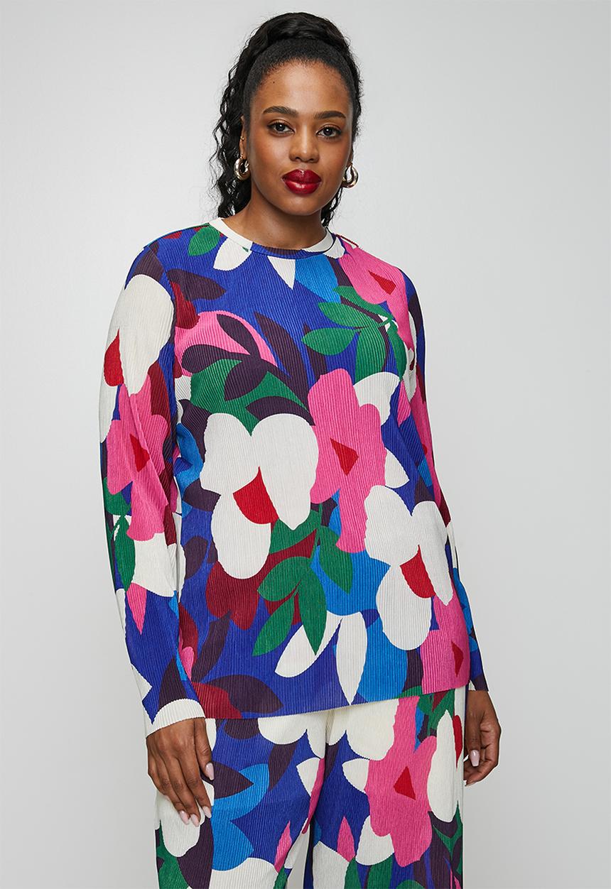 Me&B - Plus Plisse Longsleeve - Bloom