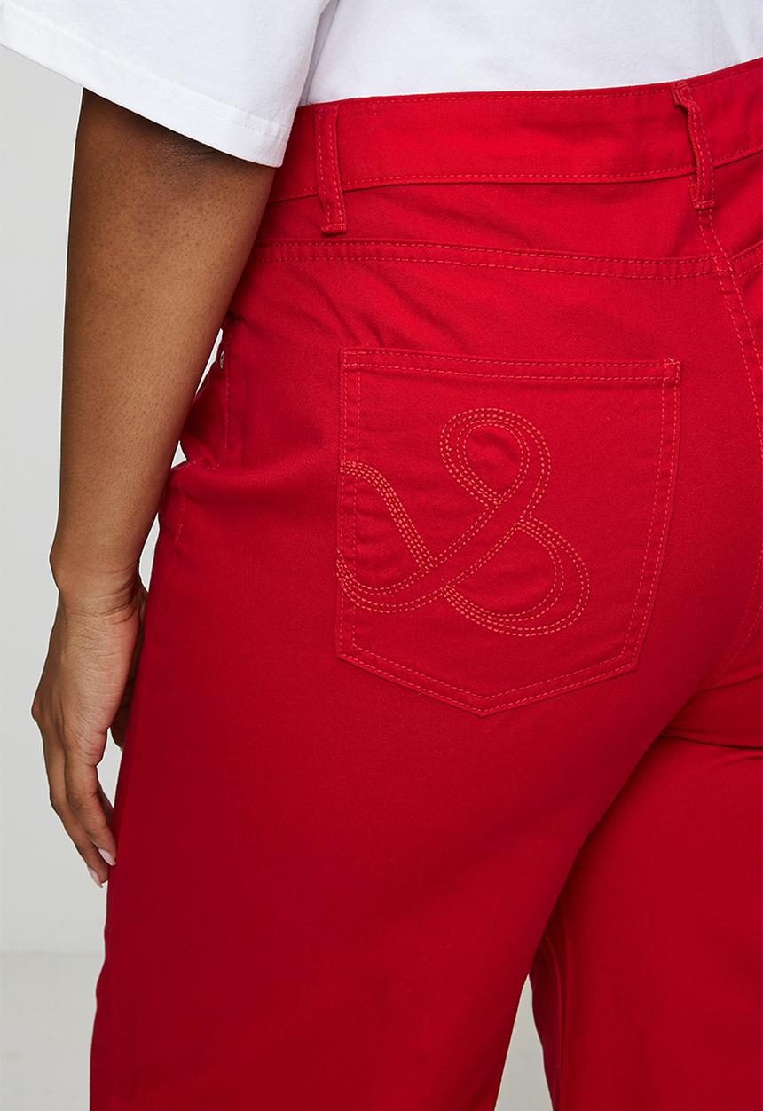Me&B - Plus Adjustable Waist Wide Leg Jeans - Red