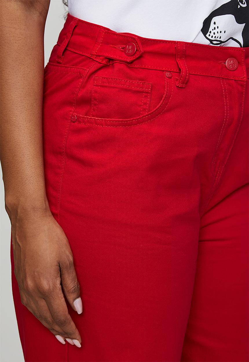 Me&B - Plus Adjustable Waist Wide Leg Jeans - Red