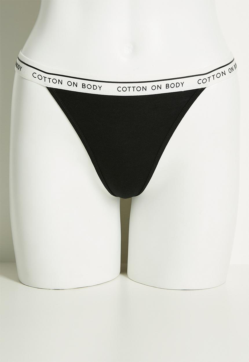 Cotton On - Branded Cotton Tanga G String Brief 3 Pack - multi