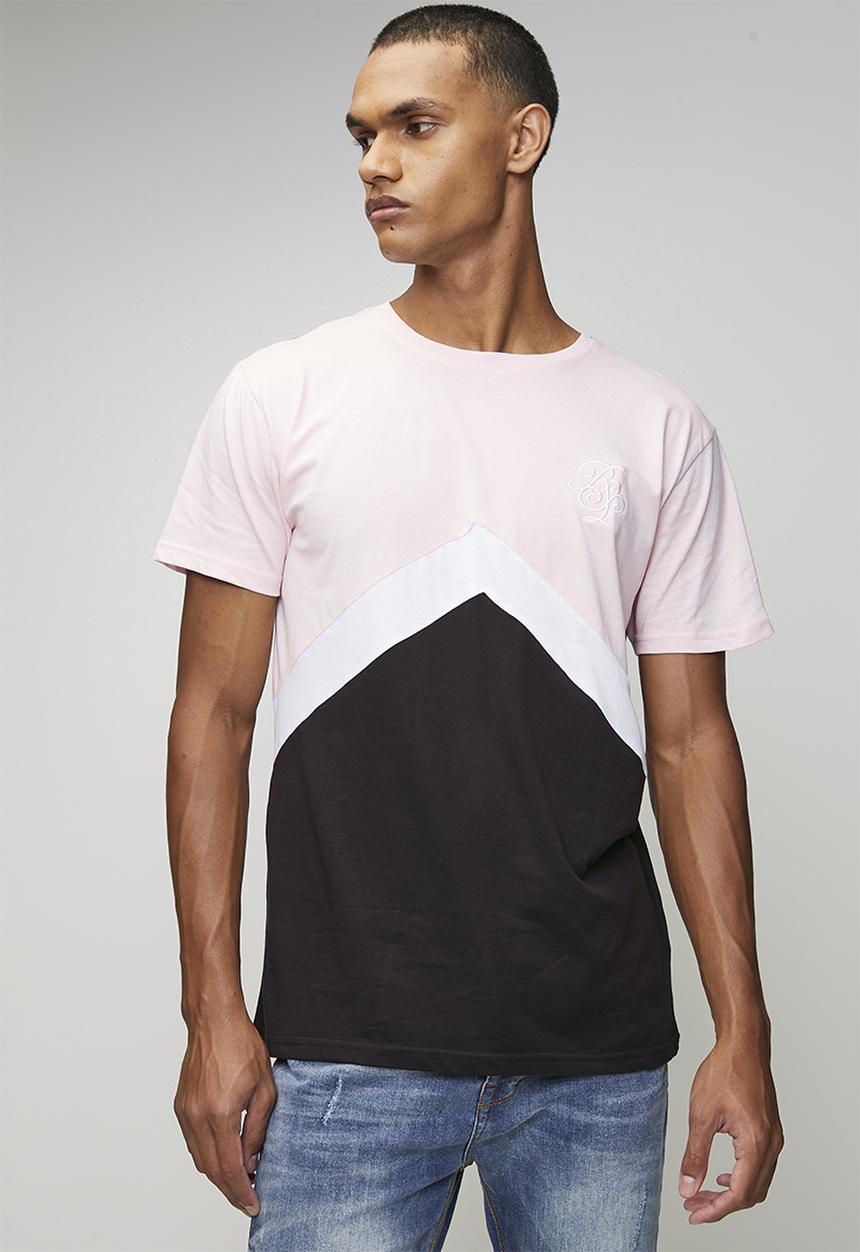Brave Soul - Crew Neck Short Sleeve T-Shirt  - Powder Pink/Optic White/Jet Black