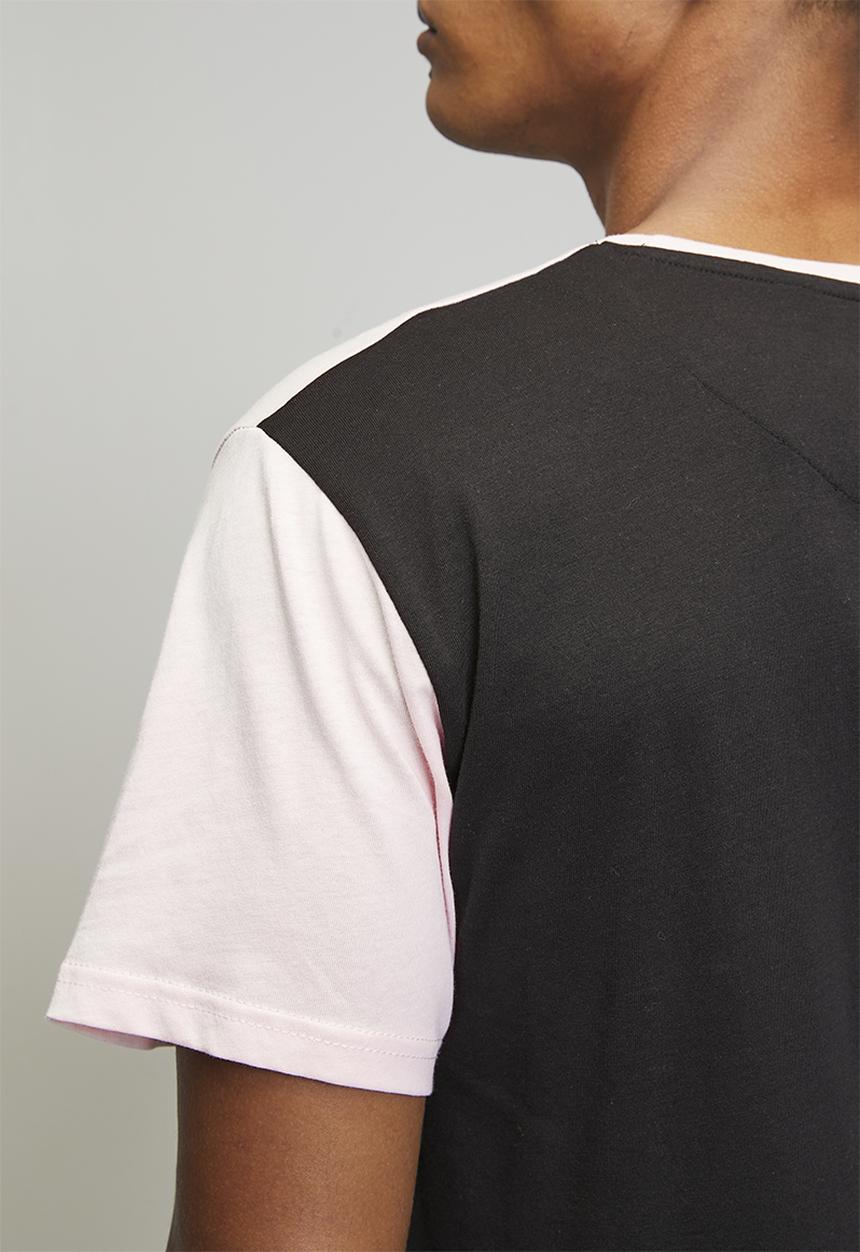 Brave Soul - Crew Neck Short Sleeve T-Shirt  - Powder Pink/Optic White/Jet Black