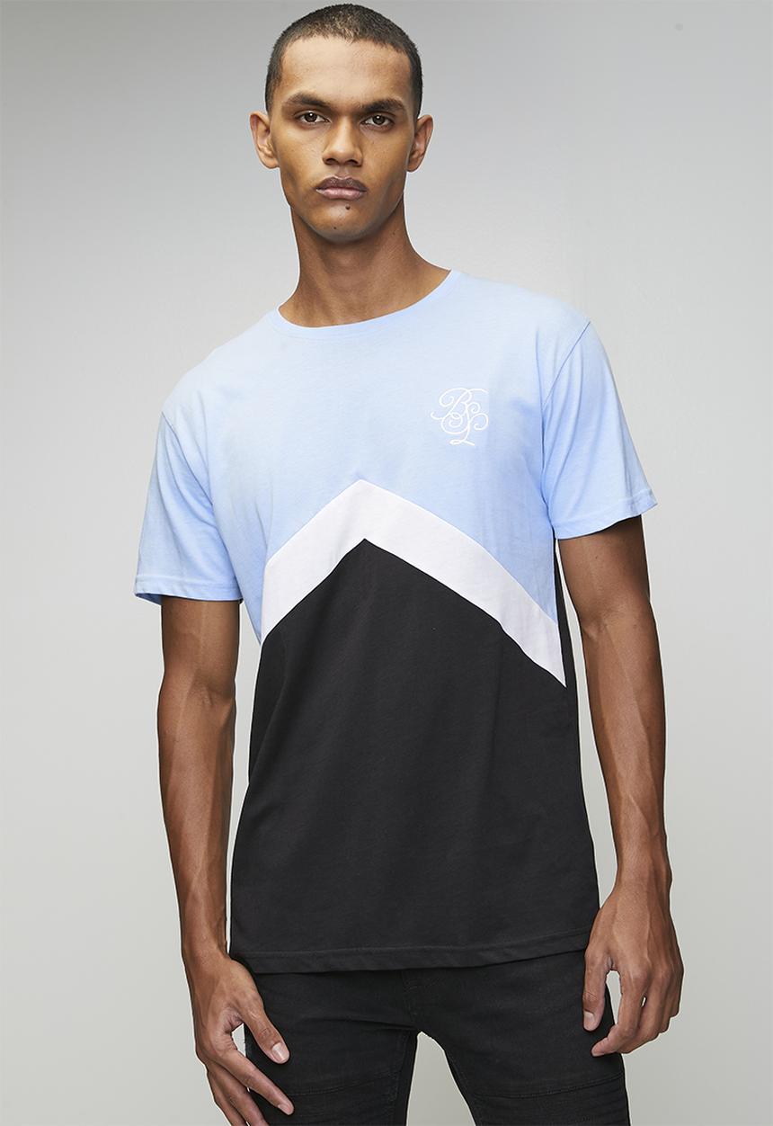 Brave Soul - Crew Neck Short Sleeve T-Shirt - Cloud Blue/Optic White/Jet Black