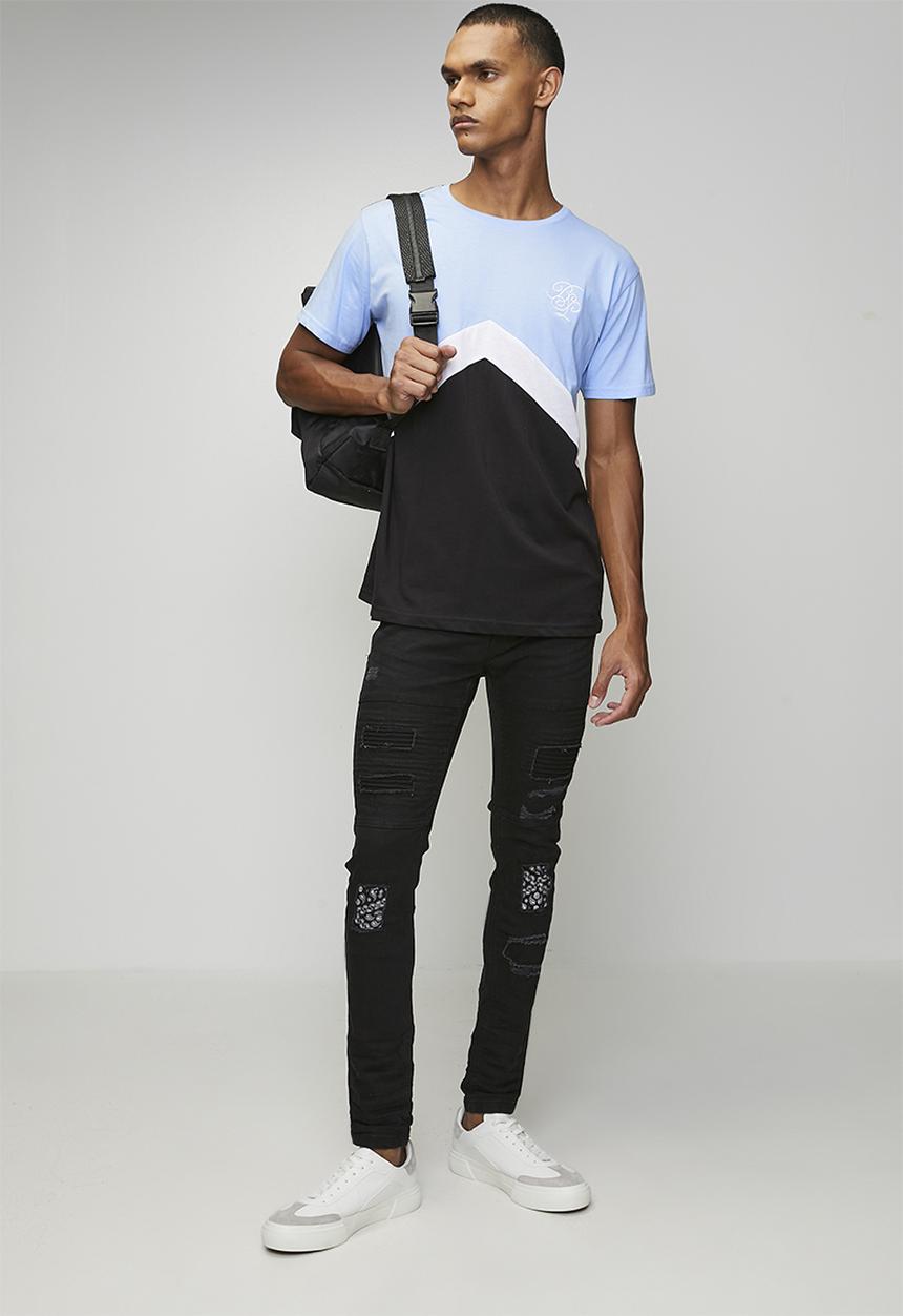 Brave Soul - Crew Neck Short Sleeve T-Shirt - Cloud Blue/Optic White/Jet Black