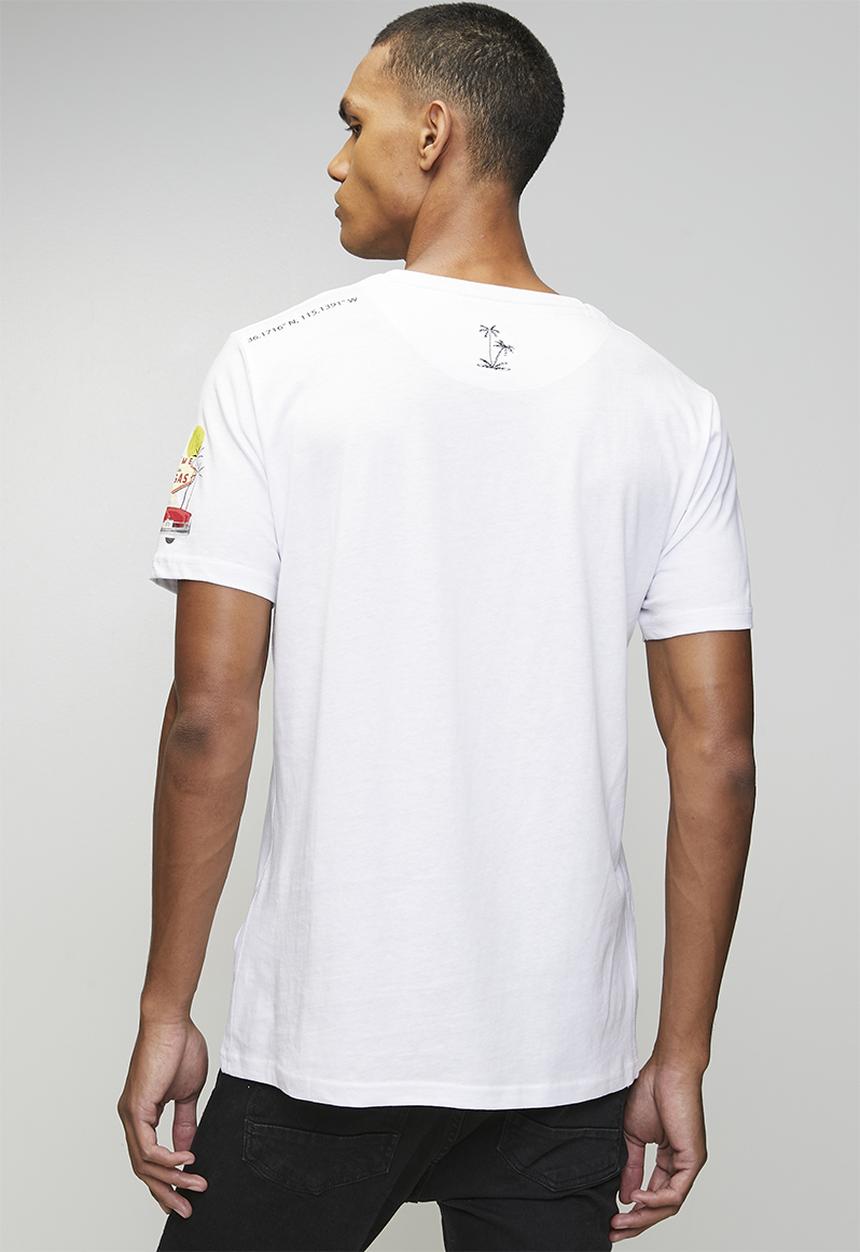 Brave Soul - Crew Neck Short Sleeve T-Shirt  - Optic White/Multi-Colour Print