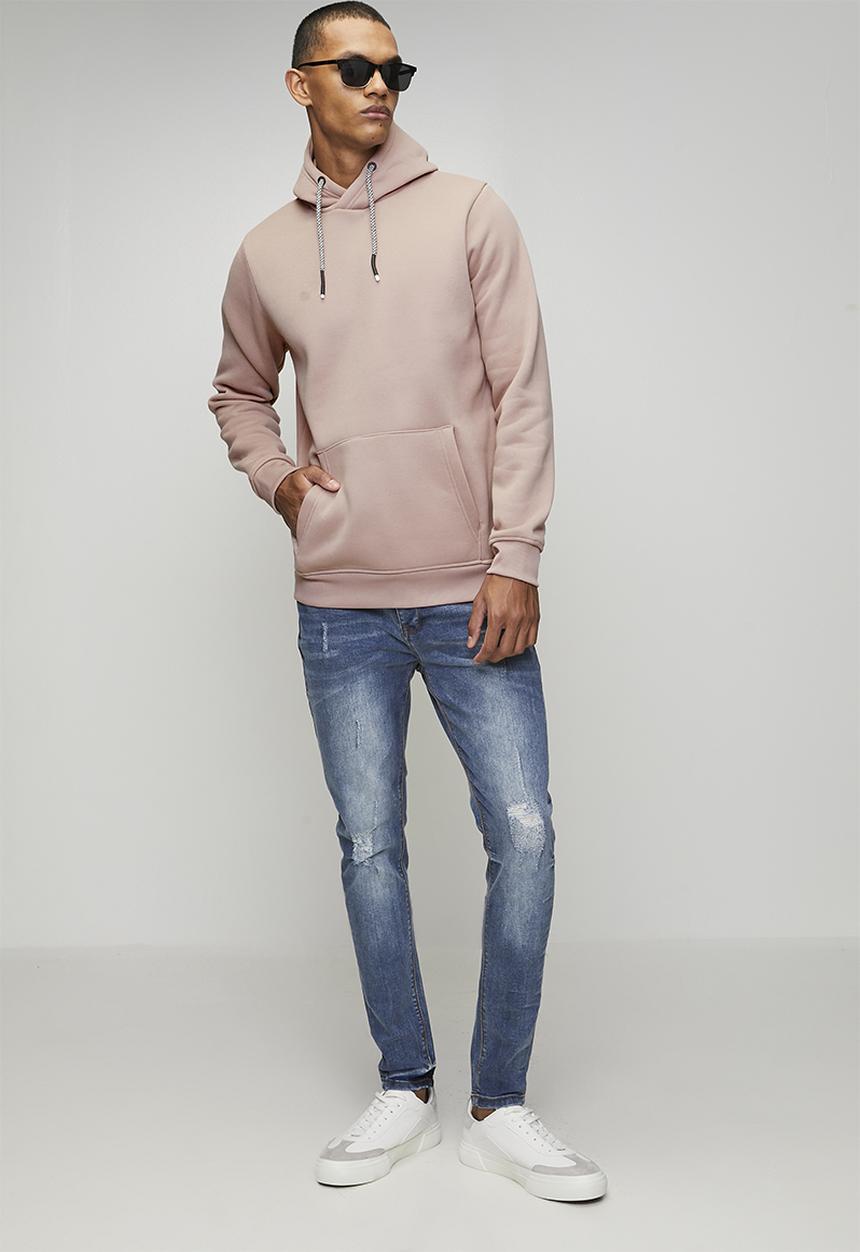 Brave Soul - Hoody With Cross Over Hood - Dusky Pink