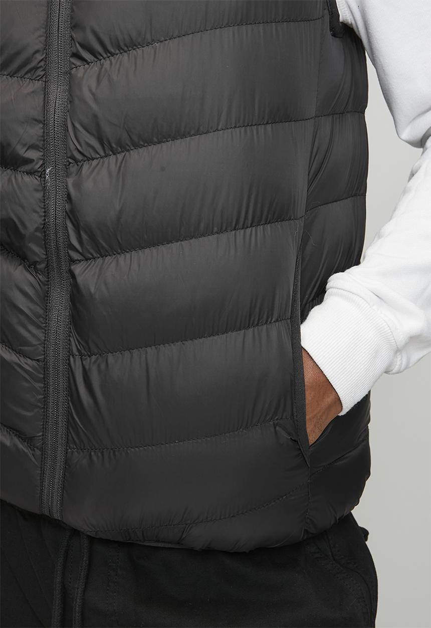 Brave Soul - Chevron Quilt Padded Gilet - Black