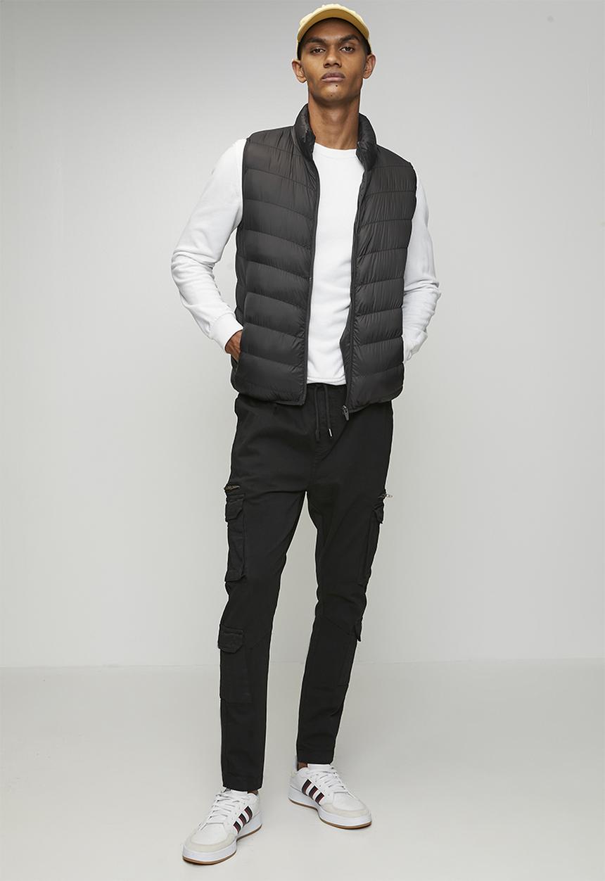 Brave Soul - Chevron Quilt Padded Gilet - Black