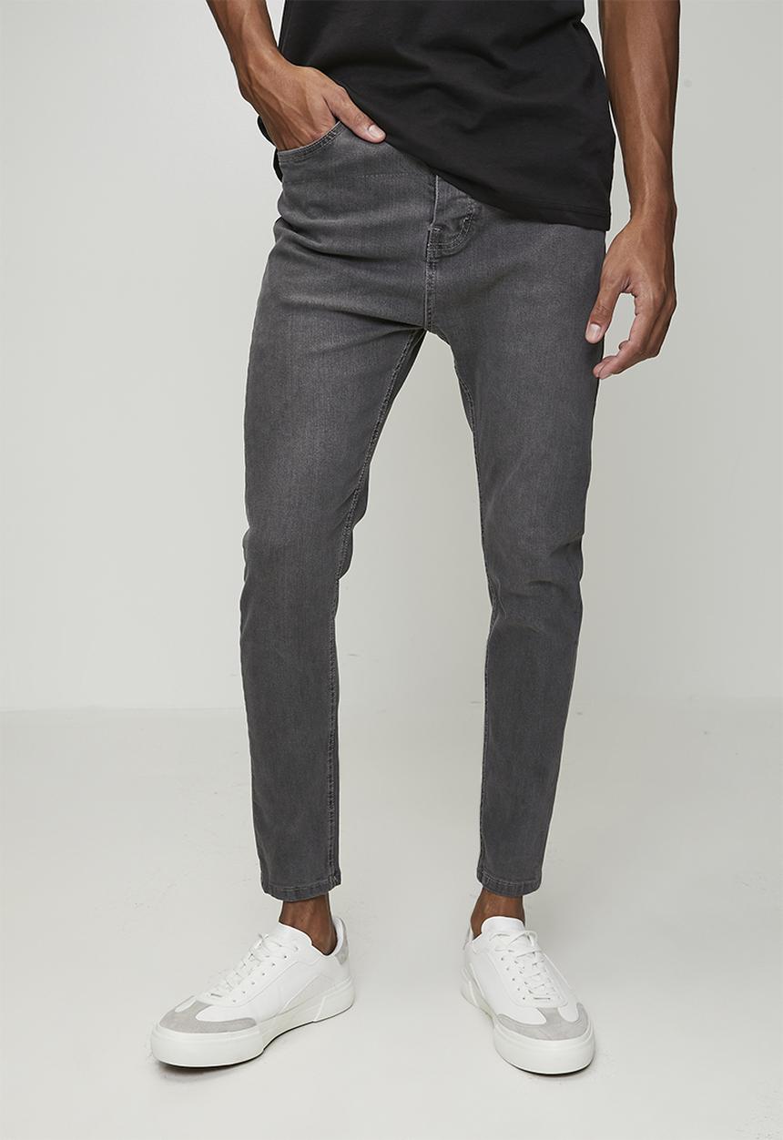 Brave Soul - Denim Crop Skinny Fit Jean - Grey Long Length