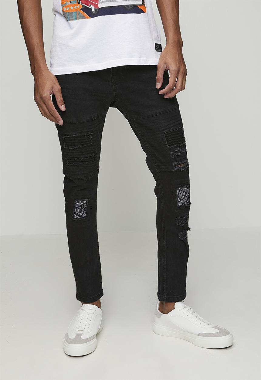 Brave Soul - Denim Biker Jean Long Length - Charcoal Wash