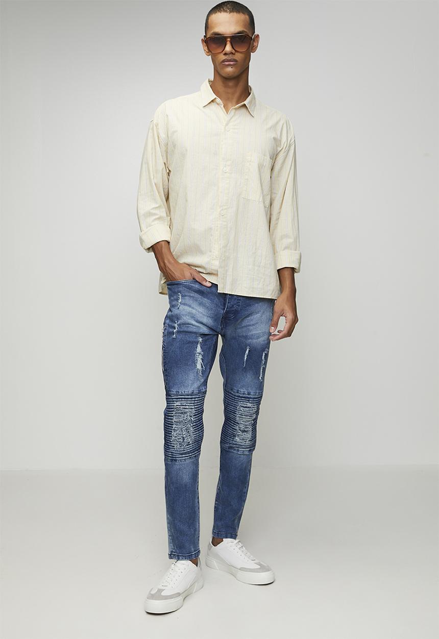 Brave Soul - Denim Biker Jean Regular Length - Blue 