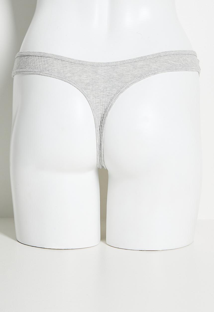 Cotton On - Organic Cotton Rib G String 5Pk - Black/Greymarle/Whiteaqua/Hazymint/Violetblue