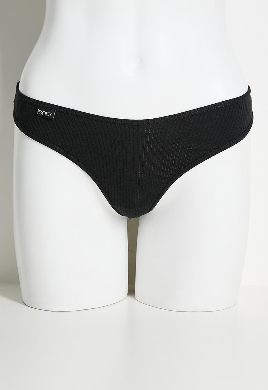 Cotton On - Organic Cotton Rib G String 5Pk - Black/Greymarle/Whiteaqua/Hazymint/Violetblue