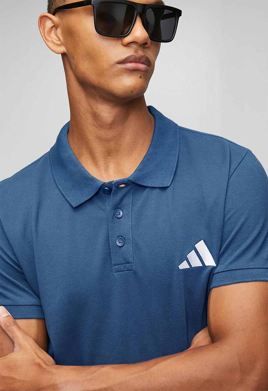 adidas Performance - SL Piquet Polo Shirt   - Dusky Petrol Blue / White