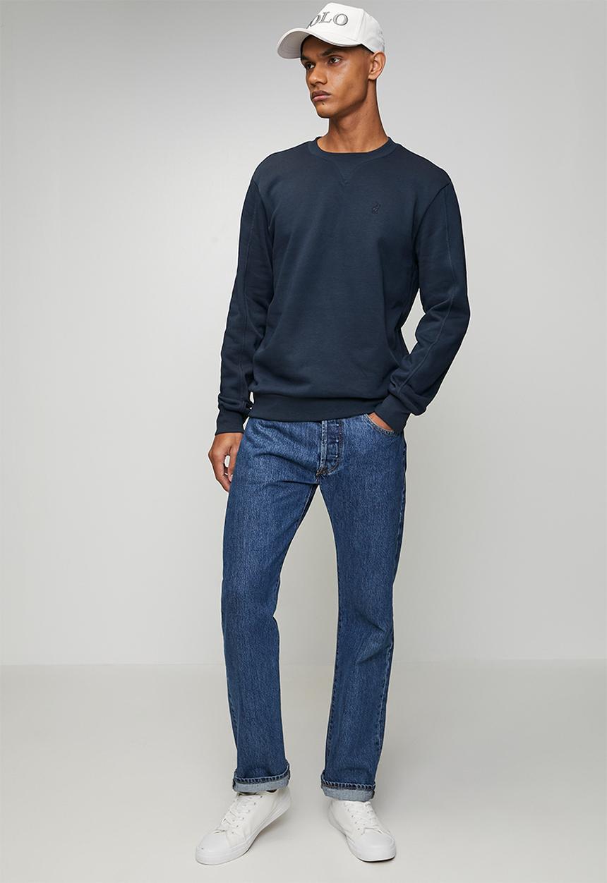 POLO - Aakil Essential Fleece Sweater - Navy