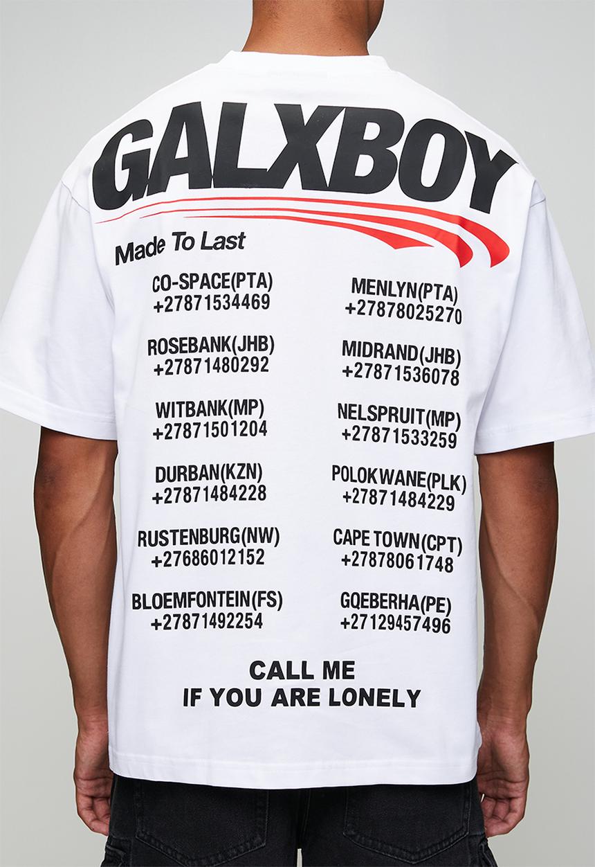 GALXBOY - CALL ME T-SHIRT  - WHITE