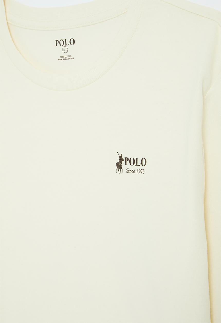 POLO - Boys gary printed long sleeve tee - off white 