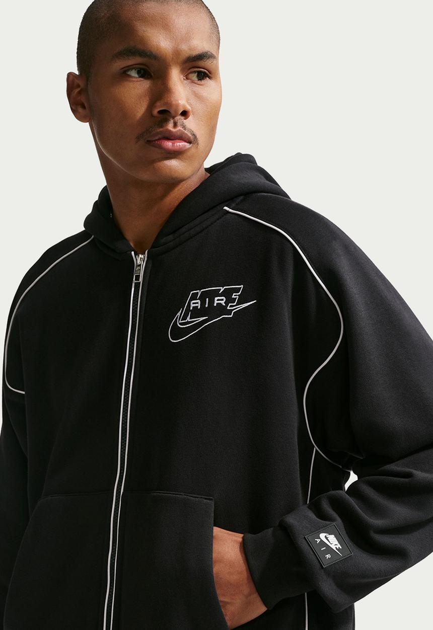 Nike - NSW  Air Full-Zip Fleece Hoodie - Black/White