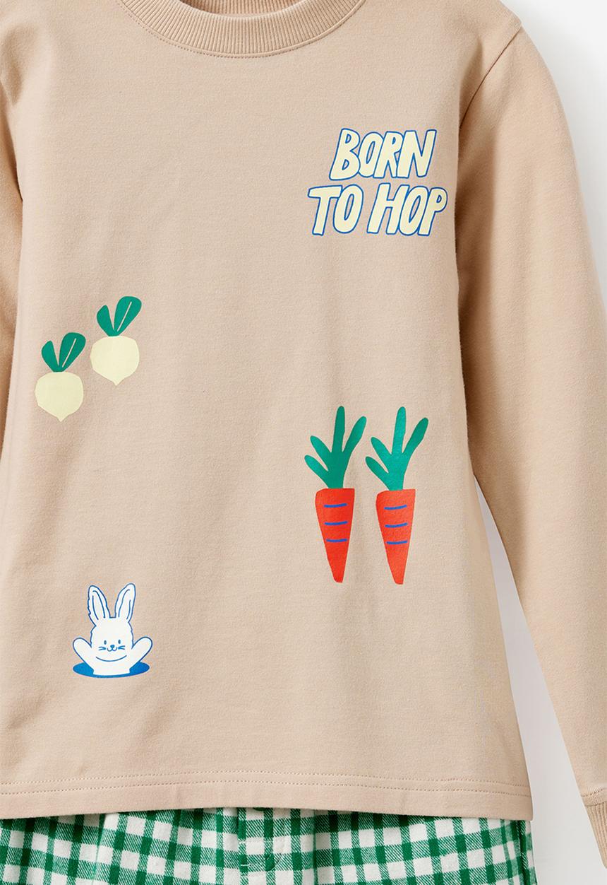 Cotton On - Cute Bunny Long Short Pj Set - Latte Cream/ Born To Hop