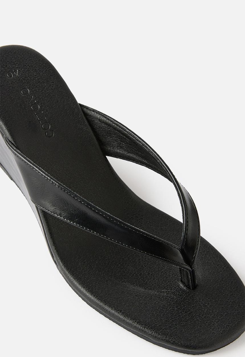 Cotton On - Eve flip flop Wedge - black smooth