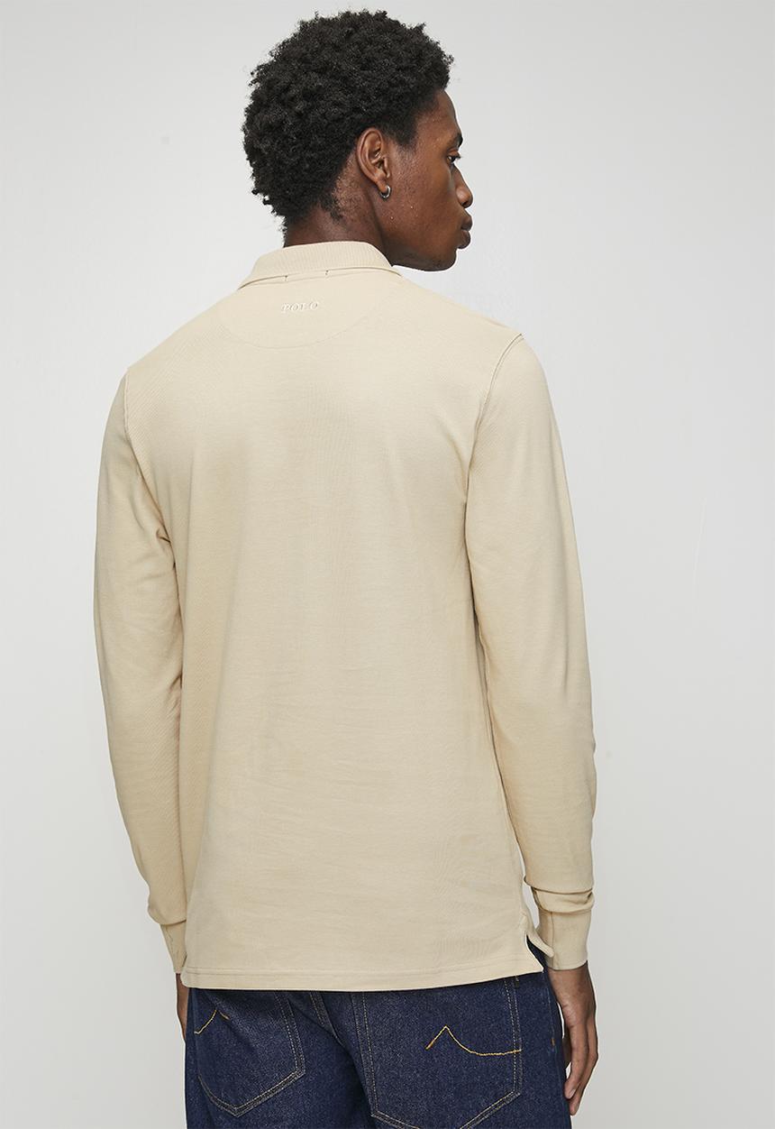 POLO - Long sleeve Carter Essential Pique Golfer - Stone