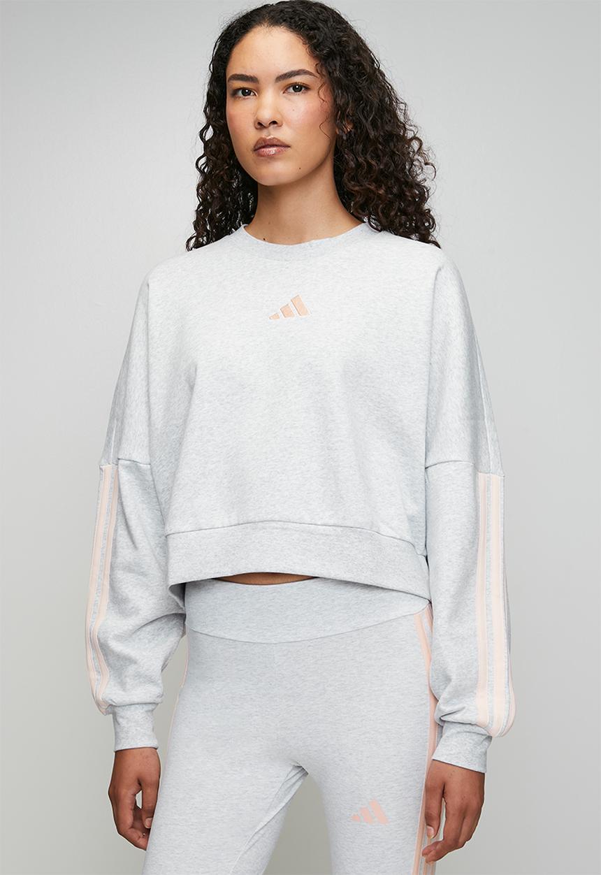 adidas Performance - W 3S Fl Swt S26 - Light Grey Heather / Blush Pink