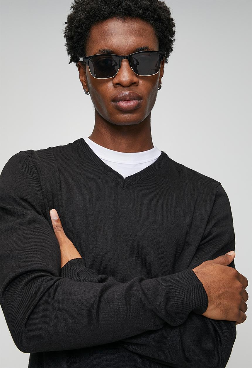 Brave Soul - V Neck Jumper - Jet Black