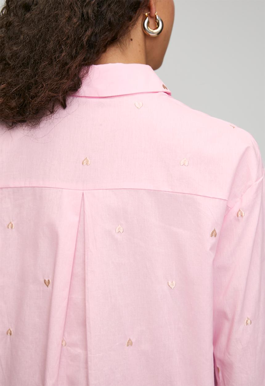 Stella Morgan - Ls Boyfriend Shirt With All Over Heart Embroidery - Light Pink