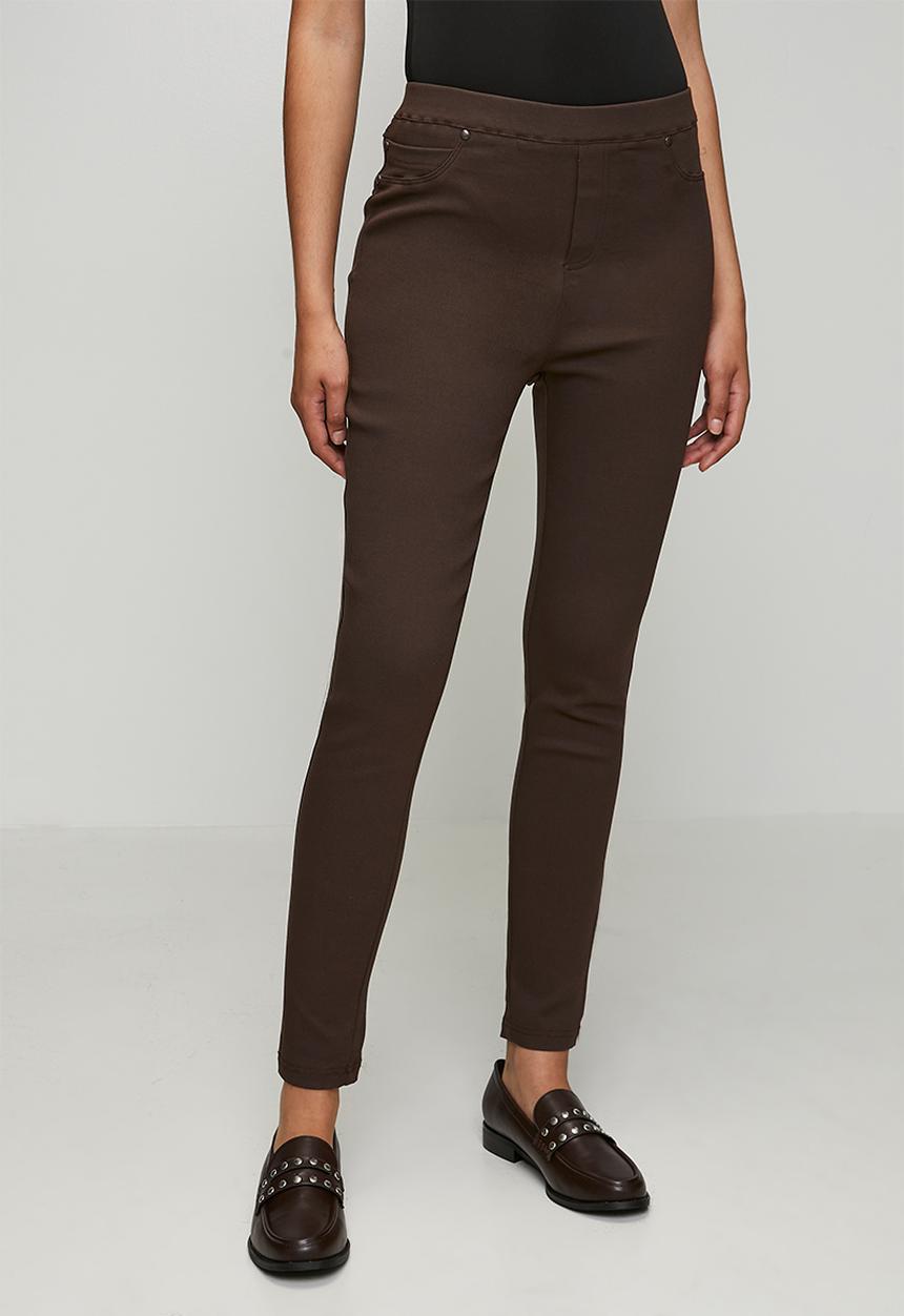 Stella Morgan - Narrow Waistband Skinny Leg Pull On Legging - Chocolate