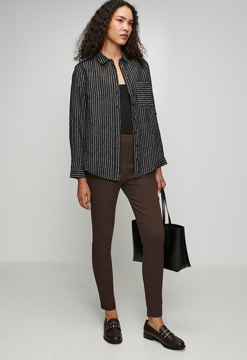 Stella Morgan - Narrow Waistband Skinny Leg Pull On Legging - Chocolate