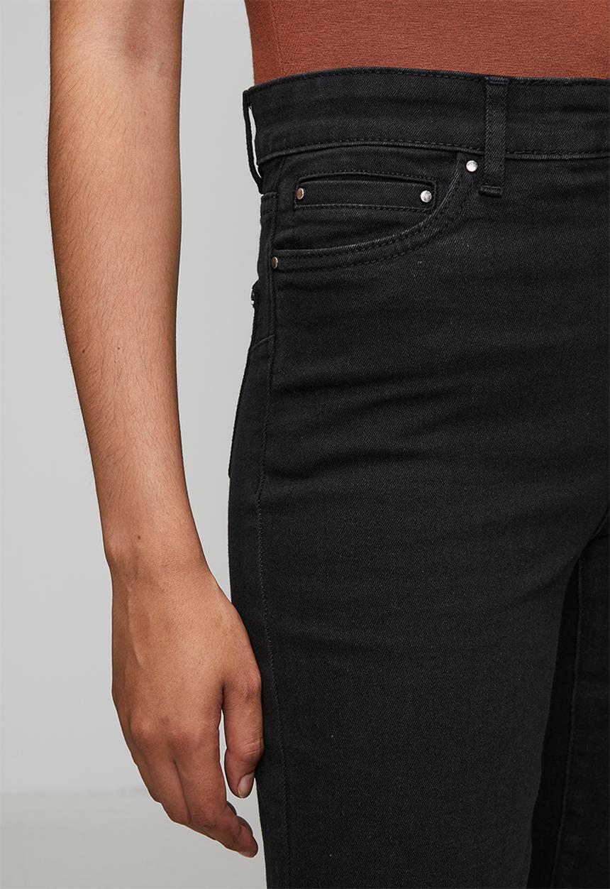 Izabel London - High Waisted Straight Leg Denim Jean Inside Hugger Elastic - Black