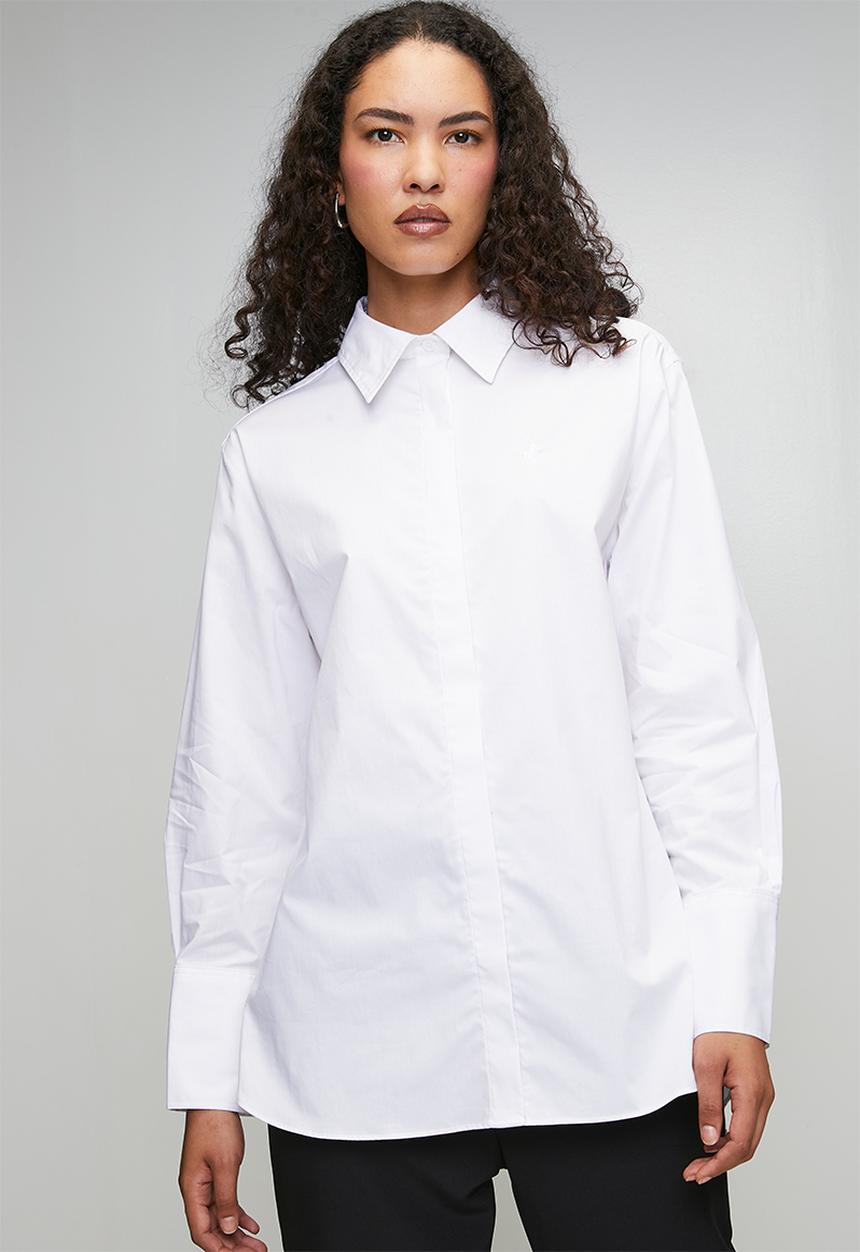 POLO - Wmn Tammy Long Sleeve Relaxed Shirt - White